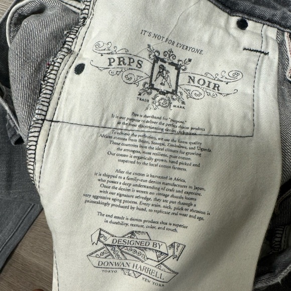 PRPS Noir Washed Grey Distressed Selvedged Denim Jeans Straight Japan 32x29.5 - Picture 9 of 15